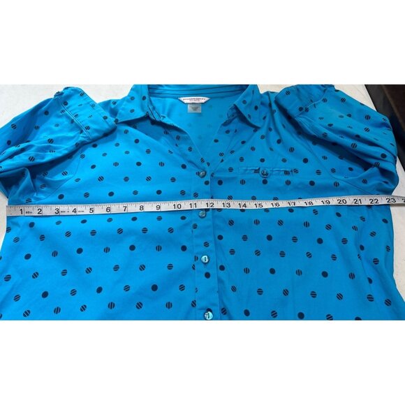Allison Daley Women Blue Polka Dot Button-Down Blouse Women's Size 14W (READ) - Picture 10 of 16